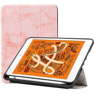 Marmeren textuur patroon horizontale Flip lederen case voor iPad mini 2019  met drie-opvouwbare houder & Pensleuf & slaap/Wake-up functie (roze)