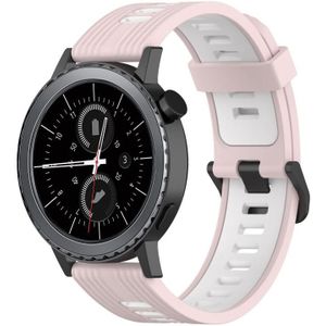Voor Samsung Gear S2 klassiek 20 mm verticaal patroon tweekleurige siliconen horlogeband (roze+wit)