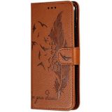 Feather patroon Litchi textuur horizontale Flip lederen draagtas met portemonnee & houder & card slots voor iPhone XI Max (2019) (bruin)