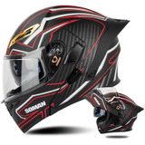 SOMAN Motorcycle Dual Lens Riding Peel-Off helm met volledige dekking  maat: XXL (mat zwart rood)