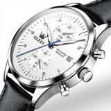 OLEVS 2880 heren multifunctioneel zakelijk waterdicht lederen band quartz horloge