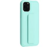 Schokbestendige PC + TPU beschermhoes met polsbandje & houder voor iPhone 12 / 12 Pro(MintGroen)