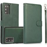 For Samsung Galaxy Note20 Calf Texture 2 in 1 Detachable Magnetic Back Cover Horizontal Flip Leather Case with Holder & Card Slots & Wallet & Photo Frame(Green)