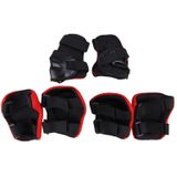 6 in 1 rolschaatsen knie & elleboog & pols Pads beschermende kleding Sets(Black)