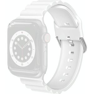 Business B stijl siliconen horlogeband voor Apple Watch Series 6 & se & 5 & 4 44mm / 3 & 2 & 1 42mm (wit)