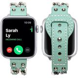 Echt lederen vrouwelijke stijl horlogeband voor Apple Watch Series 7 45 mm / 6 & SE & 5 & 4 44mm / 3 & 2 & 1 42mm