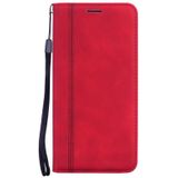 Voor iPhone XR Frosted Business Magnetic Horizontal Flip PU Leather Case met Holder & Card Slot & Lanyard(Red)