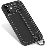 Voor iPhone 11 Top Layer Cowhide Schokbestendige beschermhoes met polsbandbeugel(Zwart)