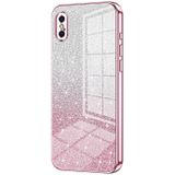 Voor iPhone X / XS Gradint Glitter Poeder Gegalvaniseerde Telefoonhoesje (Roze)