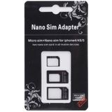 4 in 1 (Nano SIM naar Micro SIM Card+ Micro SIM naar standaard kaart + Nano SIM naar standaard kaart + Sim kaart lade houder uitwerpen Pin sleutel Tool) Kit voor de iPhone 5 / iPhone 4 & 4S(Black)