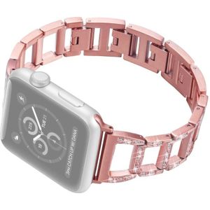 Kleurrijke diamant roestvrijstalen horlogeband voor Apple Watch serie & 44mm/3 & 2 & 1 42mm (Rose goud)