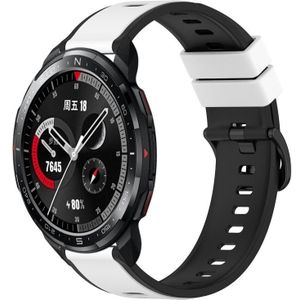 For Honor Watch GS Pro 22 mm tweekleurige siliconen horlogeband (wit + zwart)