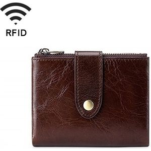 TP-185 Oil Wax Leder Multifunctionele RFID Dual Zippers Wallet (Koffie)