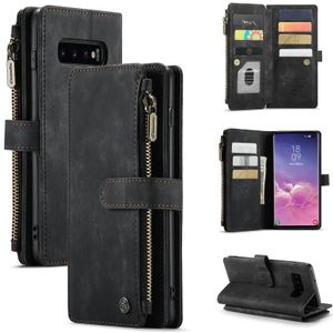 Voor Samsung Galaxy S10 Caseme-C30 PU + TPU Multifunctionele Horizontale Flip Lederen Case Met Houder & Card Slot & Portemonnee & Rits Pocket (Zwart)