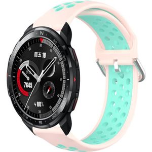 For Honor Watch GS Pro 22 mm geperforeerde ademende siliconen sporthorlogeband (roze + watereend)