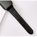 Voor OPPO Watch 46mm Plain Weave Genuine Leather Replacement Strap Watchband (Zwart)