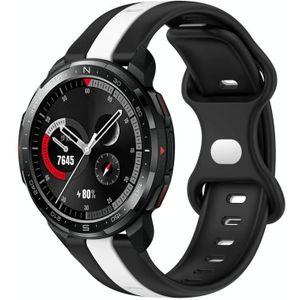 For Honor Watch GS Pro 20 mm vlindergesp tweekleurige siliconen horlogeband (zwart + wit)