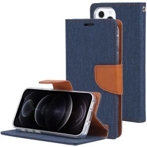 GOOSPERY CANVAS DIARY Canvas Texture Horizontal Flip PU Leather Case with Holder & Card Slots & Wallet For iPhone 13 Pro(Navy Blue)