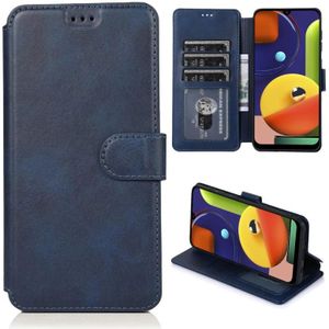 Voor Samsung Galaxy A50s Kalf texture magnetische gesp horizontale flip lederen case met houder & kaartslots & portemonnee & fotoframe(blauw)