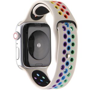 Voor Apple Watch Series 6 & SE & 5 & 4 40mm / 3 & 2 & 1 38mm Rainbow Sport Watchband (Beige)
