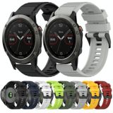 Voor Garmin Fenix 6 Sapphire GPS 22mm Horizontale Textuur Siliconen Horlogeband met Removal Tool (Zwart)