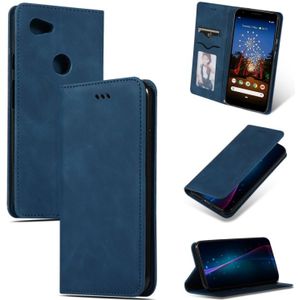 Retro huid voelen Business magnetische horizontale Flip lederen case voor Google pixel 3A XL (marineblauw)