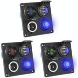 12 / 24V Dual USB Car Yacht Modified Switch Charger (Blauw licht)