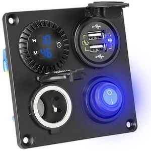 12 / 24V Dual USB Car Yacht Modified Switch Charger (Blauw licht)