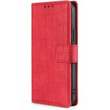 For OnePlus 6 Skin Feel Crocodile Texture Magnetic Clasp Horizontal Flip PU Leather Case with Holder & Card Slots & Wallet(Red)