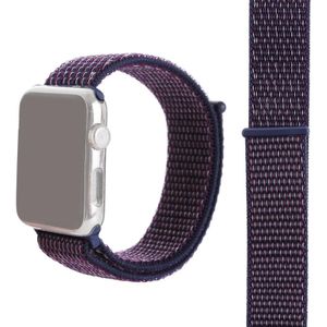 Eenvoudige mode nylon horlogebandje voor Apple Watch serie 4 & 3 & 2 & 1 42mm & 44mm  met Magic stick (donker paars)