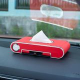 Auto dashboard diamant papieren handdoek doos met tijdelijke parkeren telefoonnummer kaart & telefoon houder & klok (rood)