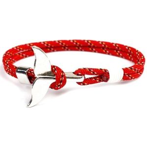 Whale staart anker charme nautische Survival touw ketting armbanden (rood)
