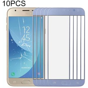 10 PCS front screen buiten glazen lens voor Samsung Galaxy J3 (2017) / J330 (blauw)