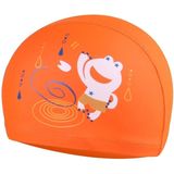 Kinderen Waterproof Hair Care PU Coated Cute Frog Pattern Swimming Cap (Orange)