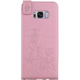 Samsung Galaxy S8 PLUS / G9550 vertikaal Rozen bloemen patroon PU leren Flip Hoesje met draagriem en opbergruimte voor pinpassen (roze)