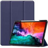 Horizontale flip honingraat TPU + PU lederen behuizing met drie-opvouwbare houder / slaap / wake-up functie & pen sleuf voor iPad Pro 12.9 (2021) (donkerblauw)