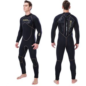 SLINX 1106 5mm neopreen + handdoek voering Super elastische slijtage-resistente warme semi-droge volledige lichaam een stuk wetsuit voor mannen