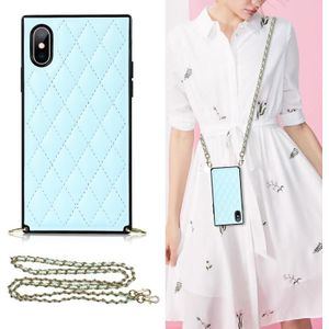 Elegant Rhombic Pattern Microfiber Leather + TPU Shockproof Case met Crossbody Strap Chain voor iPhone XS MAX