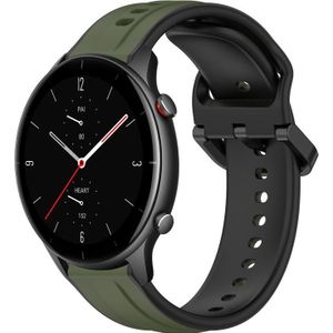 Voor Amazfit GTR 2e 22 mm bolle lus tweekleurige siliconen horlogeband (donkergroen + zwart)