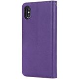 Voor iPhone XS Max Solid Color Horizontal Flip Protective Case met Houder & Card Slots & Wallet & Photo Frame & Lanyard(Purple)