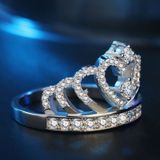 Prinses Koningin Crown-vormige platina geplateerde Zirkonia Ring  US maat: 5  Diameter: 15 7 mm  omtrek: 49.3mm(Silver)