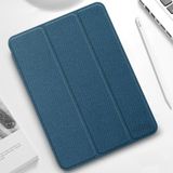 Mutural YASHI-serie TPU + PU doek patroon textuur horizontale flip lederen geval met drie-opvouwbare houder & pen slot & wake-up / slaap functie voor iPad Pro 11 (2021) (blauw)