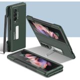 Voor Samsung Galaxy Z Fold3 5G GKK Ultra-Thin PC Telefoon Flip Case met Houder & Side Pen Slot (Dark Night Green)
