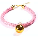 4 PCS bereid PU Leer verstelbare Pet Bell Collar Cat Dog Konijn eenvoudige kraag ketting  maat: M 25-30cm (Roze)