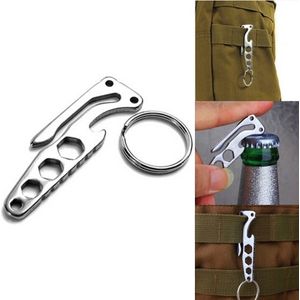 Multi-function flesopener sleutelhanger buiten Pocket tool wrikken Bar hex sleutel sleutels