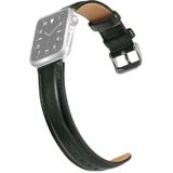 Zwarte gesp lederen riem voor Apple Watch Series 7 & 6 & se & 5 & 4 40mm / 3 & 2 & 1 38mm (donkergroen)
