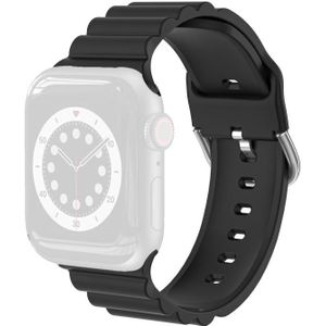 Business B stijl siliconen horlogeband voor Apple Watch Series 6 & se & 5 & 4 44mm / 3 & 2 & 1 42mm (zwart)