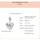 S925 Sterling Silver Colorful Doodle Heart Pendant DIY Bracelet Necklace Accessories