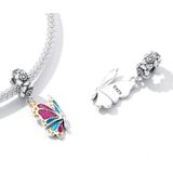 S925 Sterling Silver Colorful Butterfly Pendant DIY Bracelet Necklace Accessories