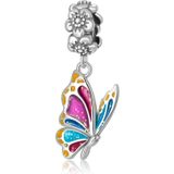 S925 Sterling Silver Colorful Butterfly Pendant DIY Bracelet Necklace Accessories